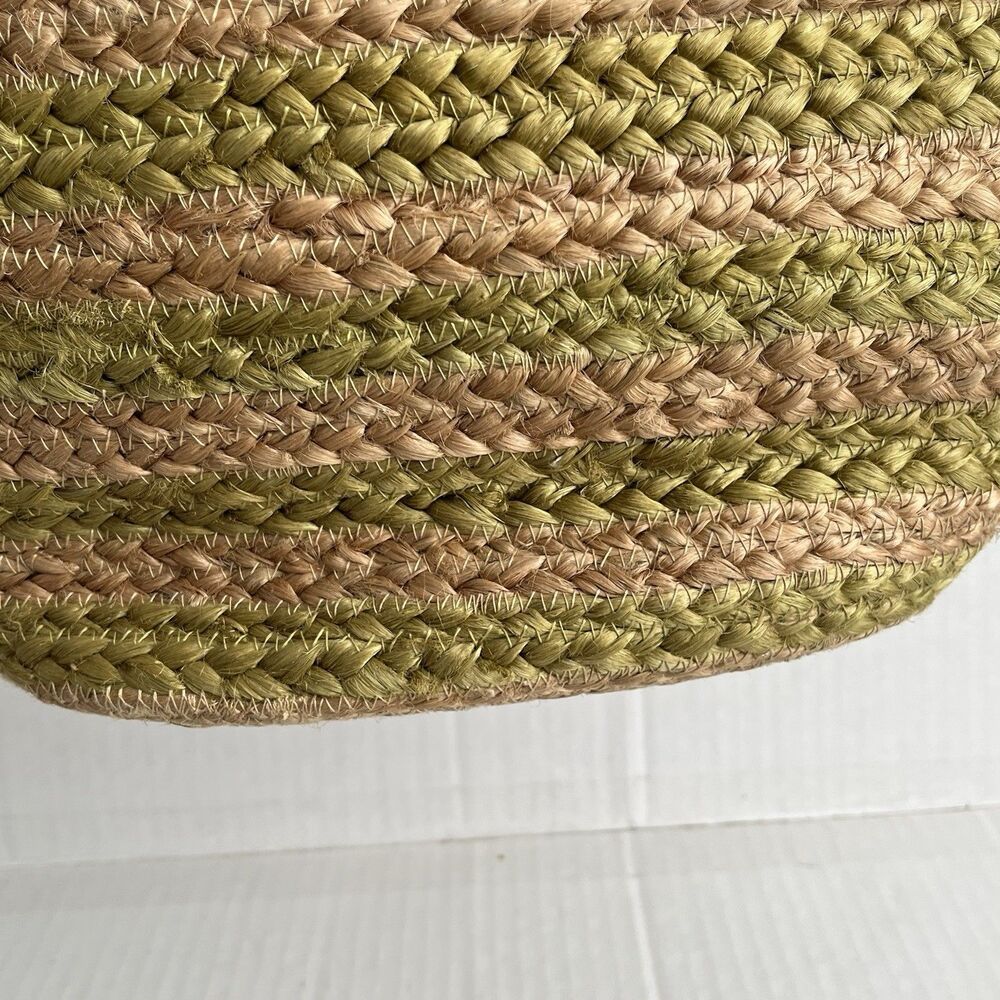 ANTIK KRAFT Woven Jute Tote Bag Wood Handles Beach Boho Market Basket Coastal - Picture 16 of 16